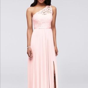 Davids bridal petal metallic dress
